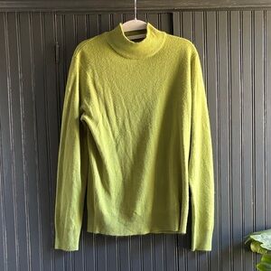 S/M Lime Green Turtleneck Folded Collar Sweater